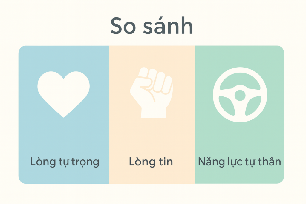Đồ họa thông tin, khổ ngang: So sánh lòng tự trọng (trái tim), sự tự tin (nắm đấm) và khả năng tự chủ (vô lăng).
