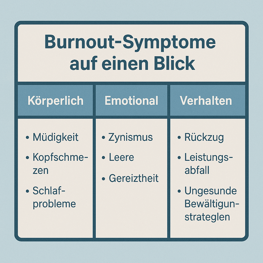 Burnout Symptome auf einen Blick