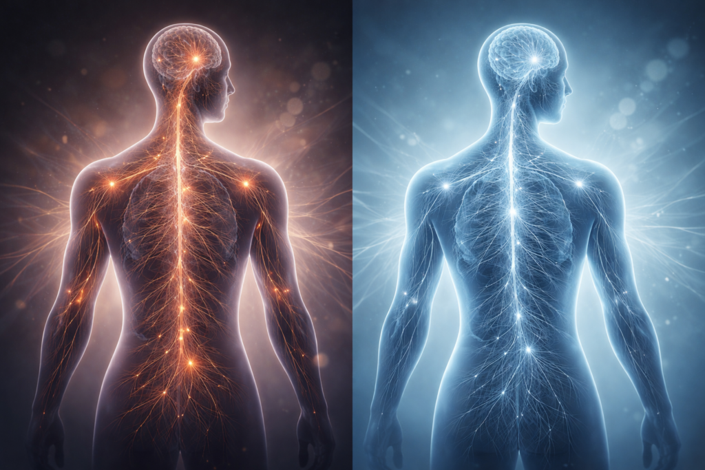 Minh họa trạng thái kích hoạt và làm dịu của hệ thần kinh tự chủ