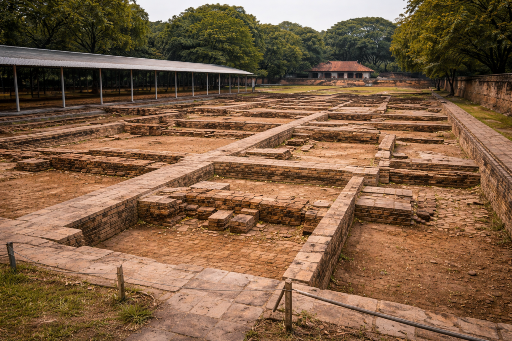 Archäologische Fundstätte 18 Hoàng Diệu mit Ziegelstrukturen und Überdachungen