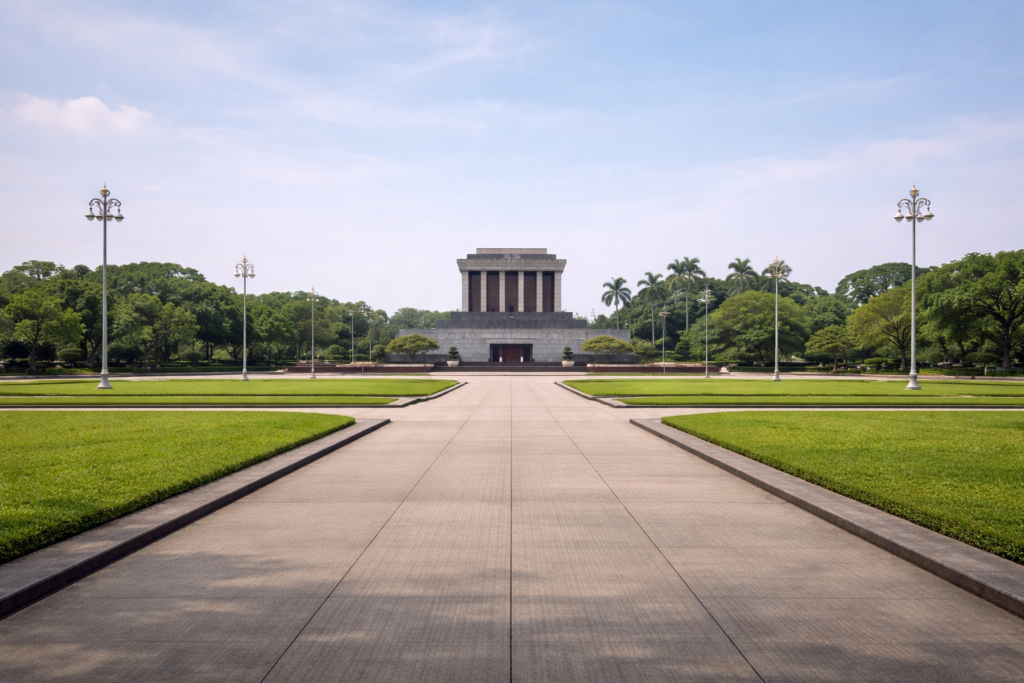 Ba-Đình-Platz in Hanoi mit Blick auf das Ho-Chi-Minh-Mausoleum