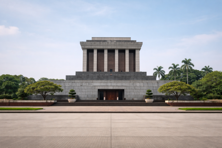 Ho-Chi-Minh-Mausoleum in Hanoi am Ba-Đình-Platz mit monumentaler Architektur