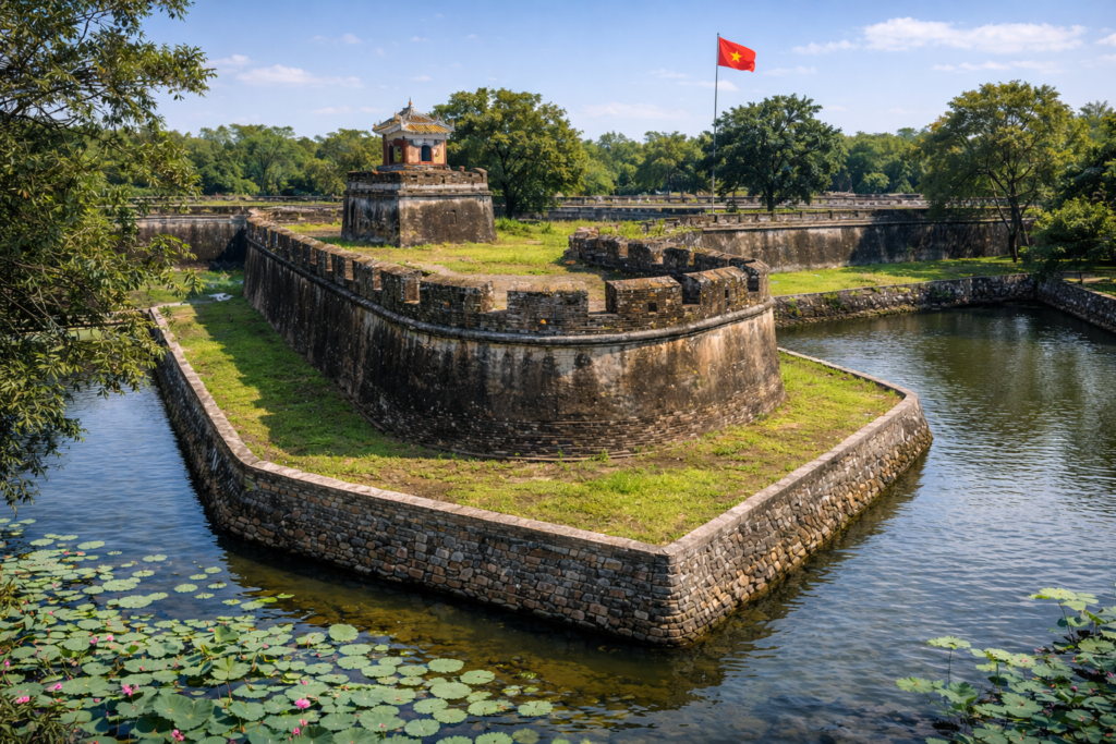 Befestigungsmauer und Wassergraben der Kaiserlichen Zitadelle von Huế