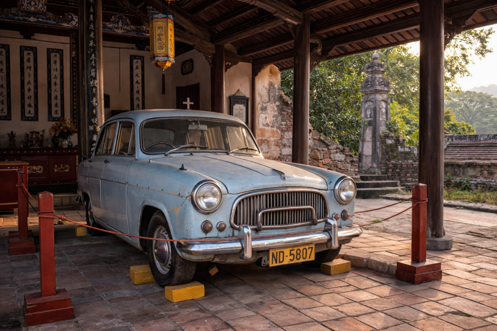Historisches Auto von Thích Quảng Đức auf dem Gelände der Thien-Mu-Pagode